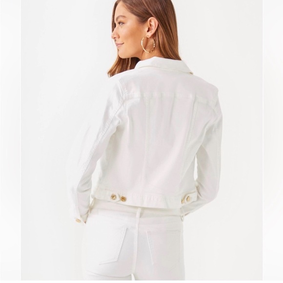 3 for 25! Lilly‎ Pulitzer Women’s White Denim Jacket, size XL, WITH FLAWS - Picture 2 of 12